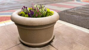 A photo of the new downtown planters.