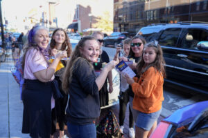 A group enjoys soup from a previous soup crawl in downtown Muncie. Photo provided.