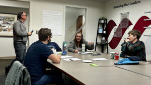 Eric Molho, Bon Partners, leads a focus group for MuncieArts. Photo by Michelle Kinsey.