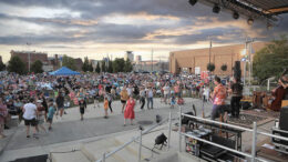 The view from the stage area at Canan Commons during a Muncie Trails Music Series concert. Photo provided.
