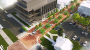 Artist rendering of Martin Street for the new Village Green plan provided by Ball State University.