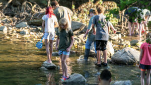 Children engage in Fish and Mussels Program through Red-tail Land Conservancy. Photo provided by Red-tail Land Conservancy.