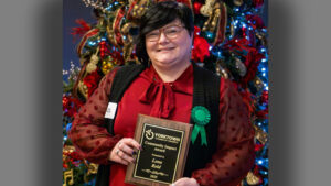 Lena Reid, Communications Manager at Destination: Muncie, was recognized with the Yorktown Chamber of Commerce’s Community Impact Award during the Chamber’s annual awards celebration on December 9 at Westminster Village in Muncie. Photo provided.